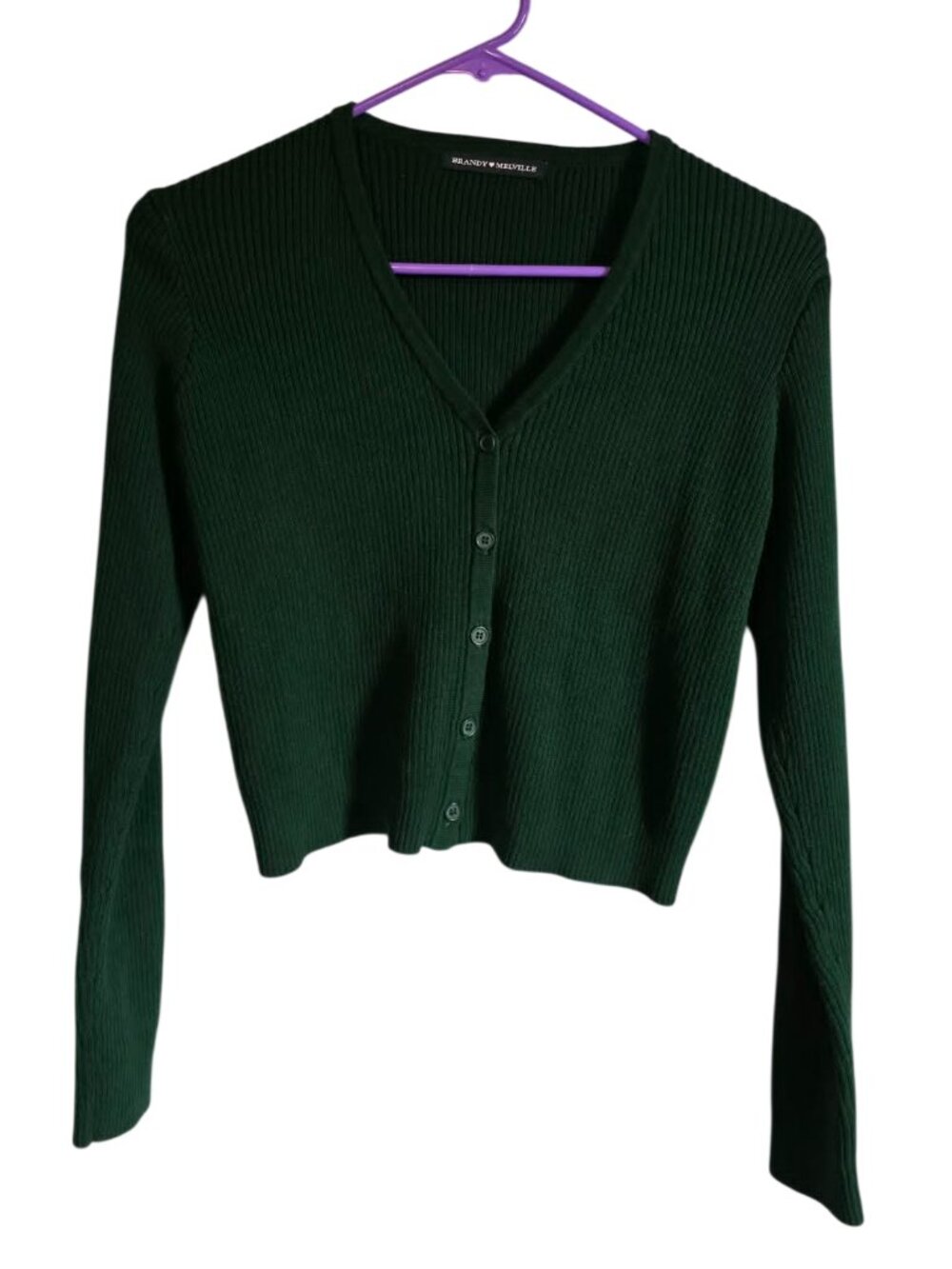 Brandy Melville Forest Green Ribbed Shannon Cardigan